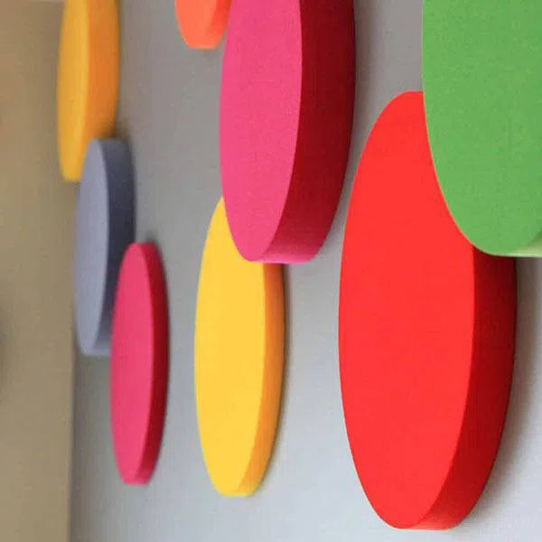 DOT L Soft Acoustic Wall Panel - 3D Wall Panels colorful composition on grey wall | DecorMania UK